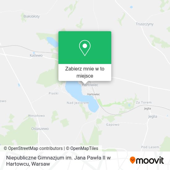 Mapa Niepubliczne Gimnazjum im. Jana Pawła II w Hartowcu