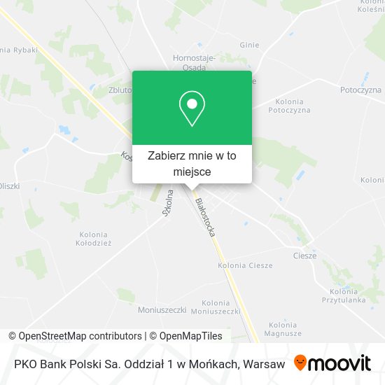 Mapa PKO Bank Polski Sa. Oddział 1 w Mońkach