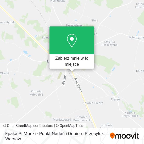 Mapa Epaka.Pl Mońki - Punkt Nadań i Odbioru Przesyłek