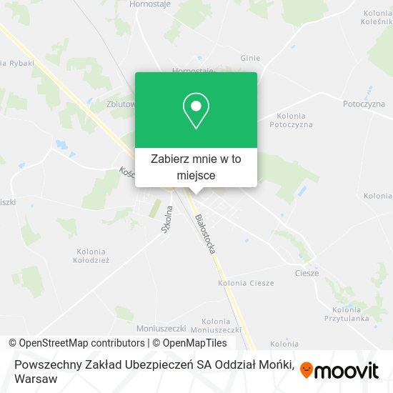 Mapa Powszechny Zakład Ubezpieczeń SA Oddział Mońki