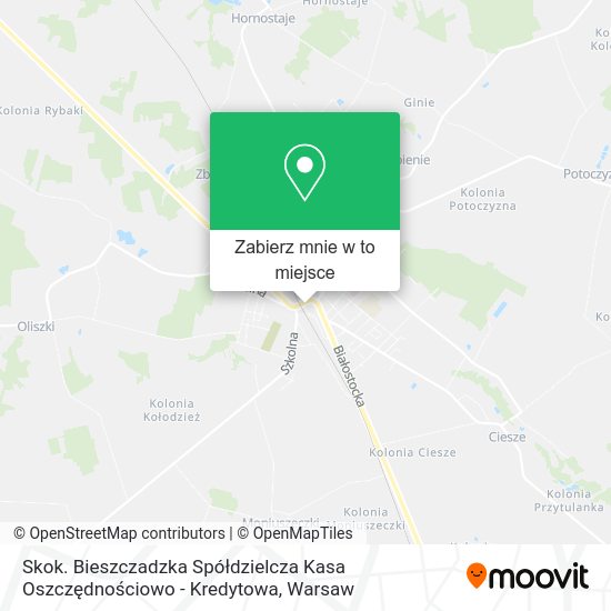 Mapa Skok. Bieszczadzka Spółdzielcza Kasa Oszczędnościowo - Kredytowa