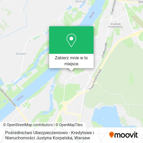 Mapa Pośrednictwo Ubezpieczeniowo - Kredytowe i Nieruchomości Justyna Korpalska