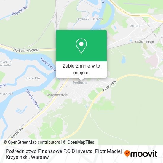 Mapa Pośrednictwo Finansowe P.O.D Investa. Piotr Maciej Krzysiński