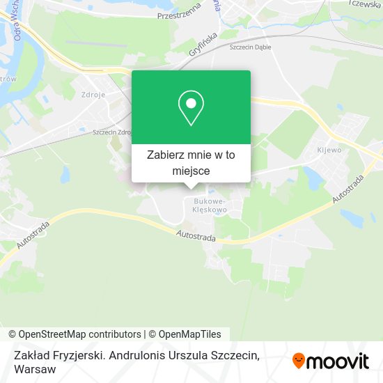 Mapa Zakład Fryzjerski. Andrulonis Urszula Szczecin