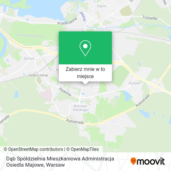 Mapa Dąb Spółdzielnia Mieszkaniowa Administracja Osiedla Majowe