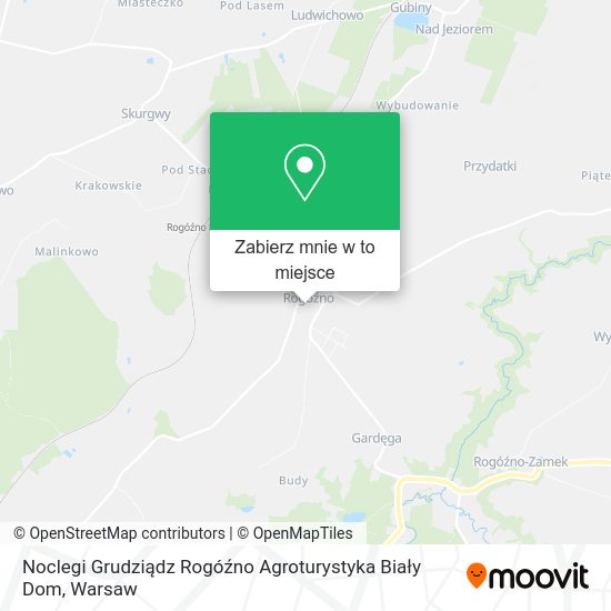 Mapa Noclegi Grudziądz Rogóźno Agroturystyka Biały Dom