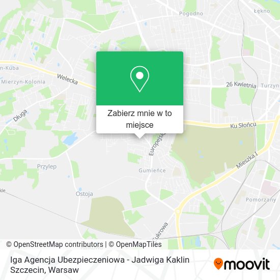 Mapa Iga Agencja Ubezpieczeniowa - Jadwiga Kaklin Szczecin