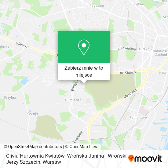 Mapa Clivia Hurtownia Kwiatów. Wrońska Janina i Wroński Jerzy Szczecin