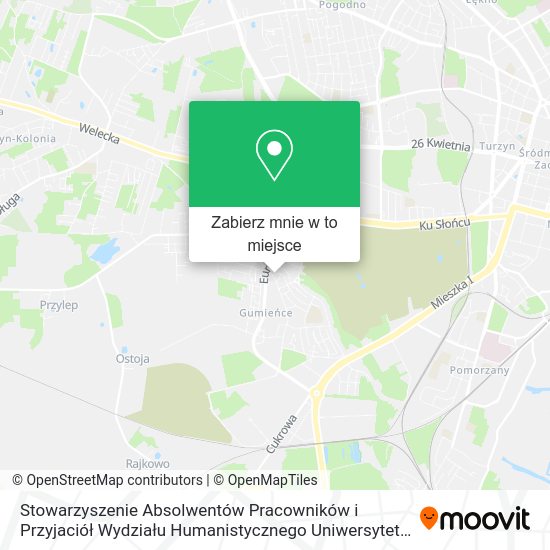 Mapa Stowarzyszenie Absolwentów Pracowników i Przyjaciół Wydziału Humanistycznego Uniwersytetu Szczecińs