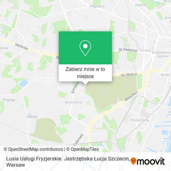 Mapa Lusia Usługi Fryzjerskie. Jastrzębska Łucja Szczecin