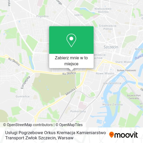 Mapa Usługi Pogrzebowe Orkus Kremacja Kamieniarstwo Transport Zwłok Szczecin