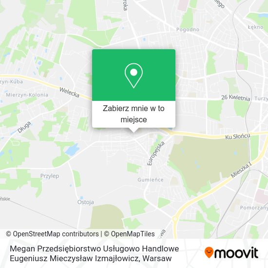 Mapa Megan Przedsiębiorstwo Usługowo Handlowe Eugeniusz Mieczysław Izmajłowicz