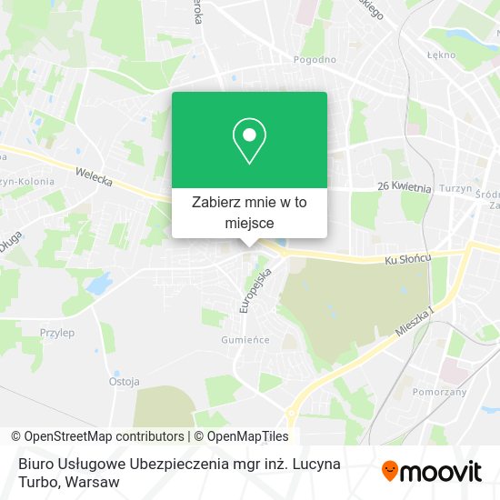 Mapa Biuro Usługowe Ubezpieczenia mgr inż. Lucyna Turbo