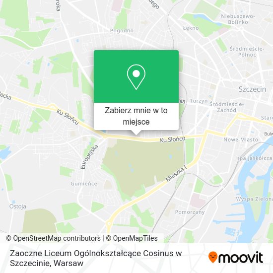 Mapa Zaoczne Liceum Ogólnokształcące Cosinus w Szczecinie