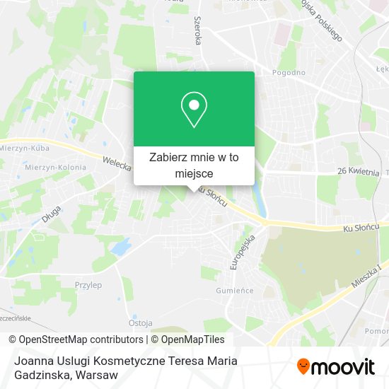 Mapa Joanna Uslugi Kosmetyczne Teresa Maria Gadzinska