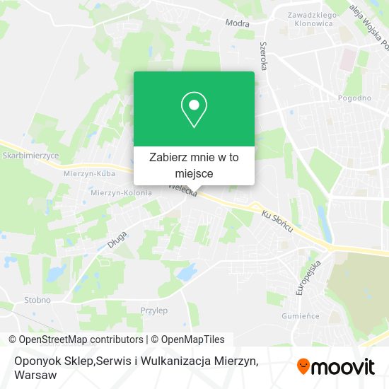 Mapa Oponyok Sklep,Serwis i Wulkanizacja Mierzyn