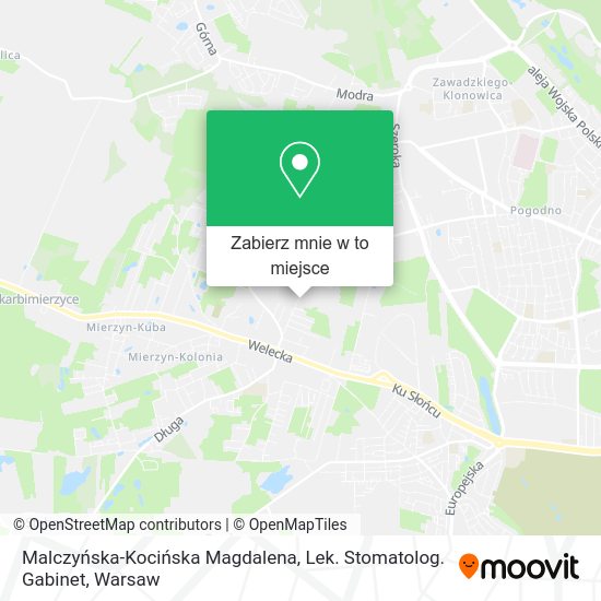 Mapa Malczyńska-Kocińska Magdalena, Lek. Stomatolog. Gabinet