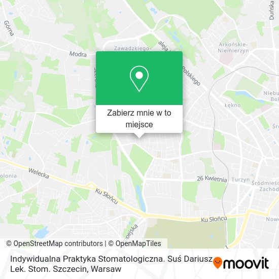 Mapa Indywidualna Praktyka Stomatologiczna. Suś Dariusz Lek. Stom. Szczecin