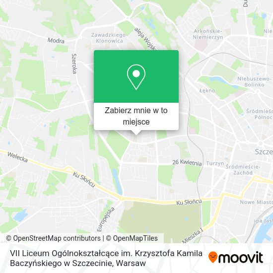 Mapa VII Liceum Ogólnokształcące im. Krzysztofa Kamila Baczyńskiego w Szczecinie