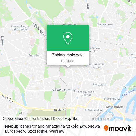 Mapa Niepubliczna Ponadgimnazjalna Szkoła Zawodowa Eurospec w Szczecinie