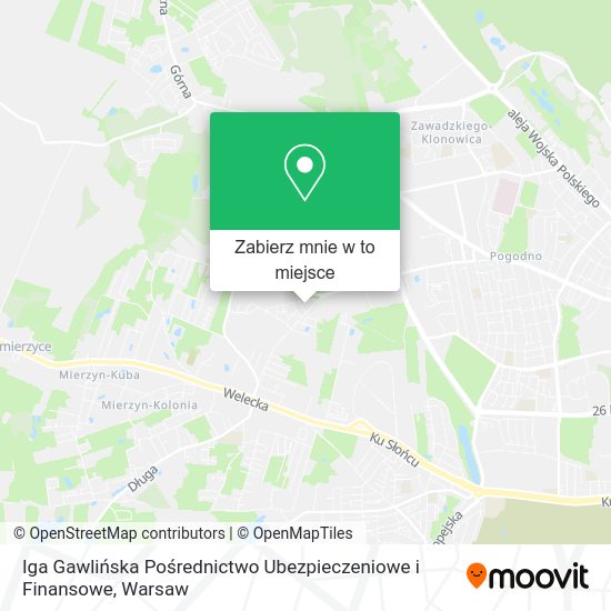 Mapa Iga Gawlińska Pośrednictwo Ubezpieczeniowe i Finansowe