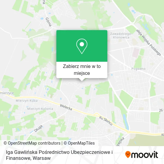 Mapa Iga Gawlińska Pośrednictwo Ubezpieczeniowe i Finansowe