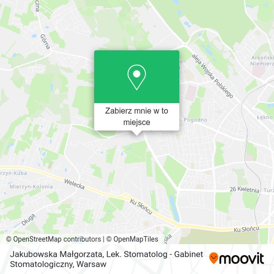 Mapa Jakubowska Małgorzata, Lek. Stomatolog - Gabinet Stomatologiczny