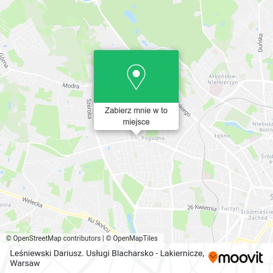 Mapa Leśniewski Dariusz. Usługi Blacharsko - Lakiernicze