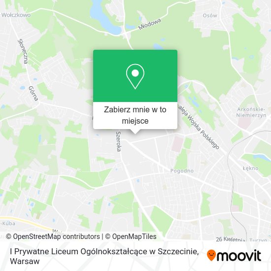 Mapa I Prywatne Liceum Ogólnokształcące w Szczecinie