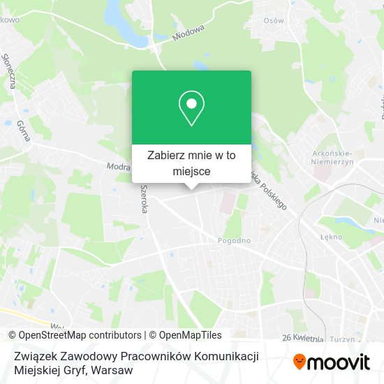 Mapa Związek Zawodowy Pracowników Komunikacji Miejskiej Gryf