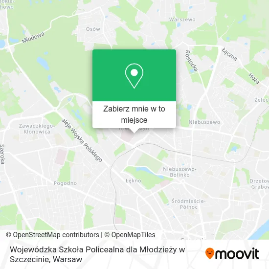 Mapa Wojewódzka Szkoła Policealna dla Młodzieży w Szczecinie