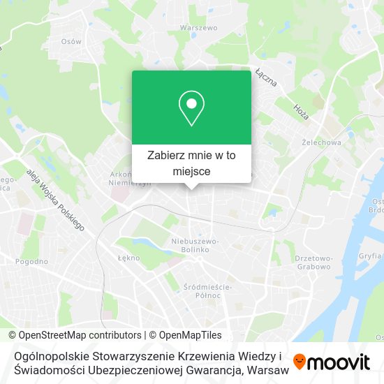 Mapa Ogólnopolskie Stowarzyszenie Krzewienia Wiedzy i Świadomości Ubezpieczeniowej Gwarancja