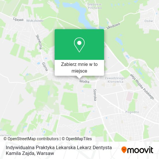 Mapa Indywidualna Praktyka Lekarska Lekarz Dentysta Kamila Zajda