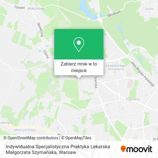 Mapa Indywidualna Specjalistyczna Praktyka Lekarska Małgorzata Szymańska