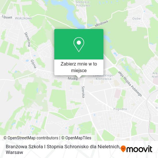 Mapa Branżowa Szkoła I Stopnia Schronisko dla Nieletnich