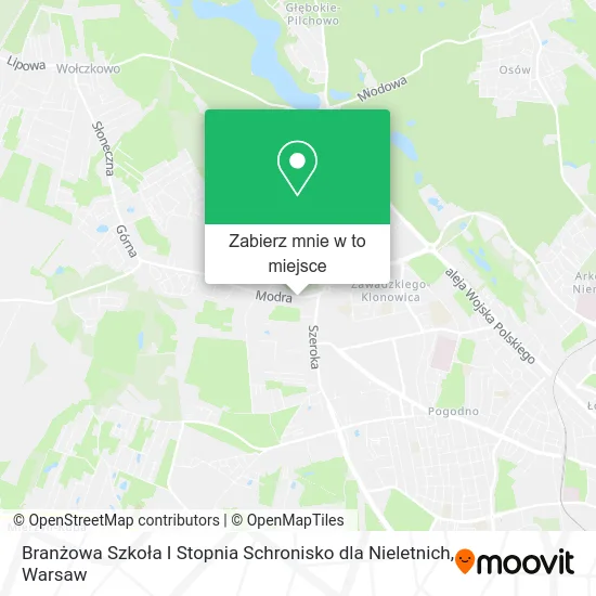 Mapa Branżowa Szkoła I Stopnia Schronisko dla Nieletnich