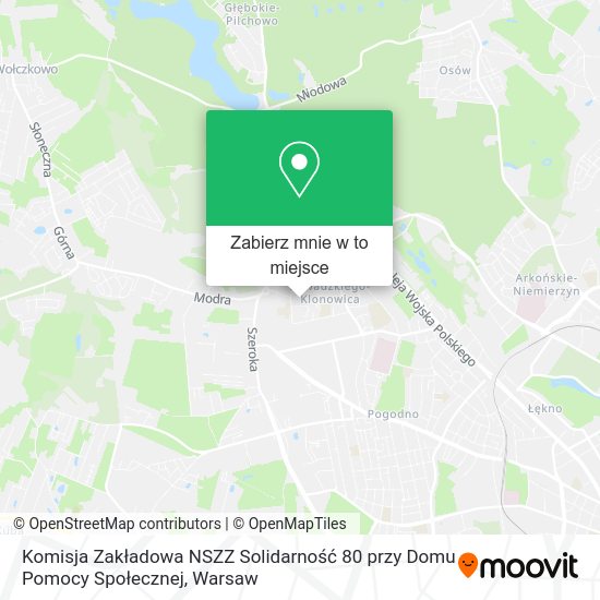 Mapa Komisja Zakładowa NSZZ Solidarność 80 przy Domu Pomocy Społecznej