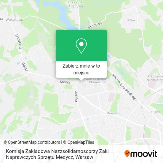 Mapa Komisja Zakładowa Nszzsolidarnoscprzy Zakl Naprawczych Sprzętu Medycz