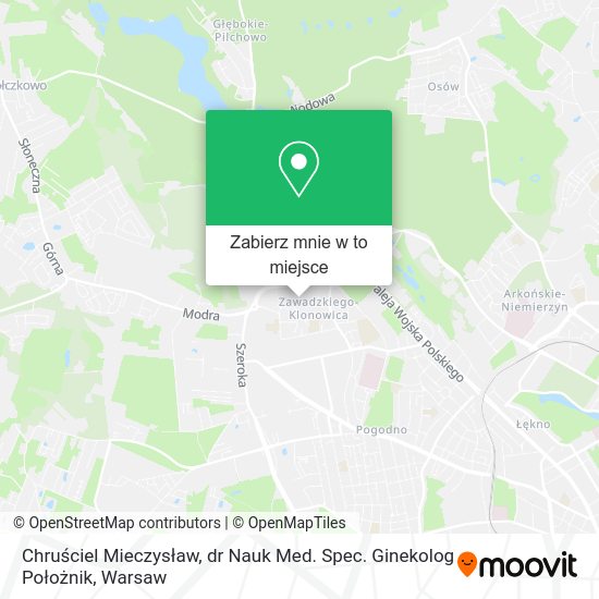 Mapa Chruściel Mieczysław, dr Nauk Med. Spec. Ginekolog Położnik