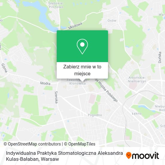 Mapa Indywidualna Praktyka Stomatologiczna Aleksandra Kulas-Bałaban