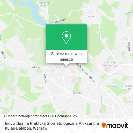 Mapa Indywidualna Praktyka Stomatologiczna Aleksandra Kulas-Bałaban
