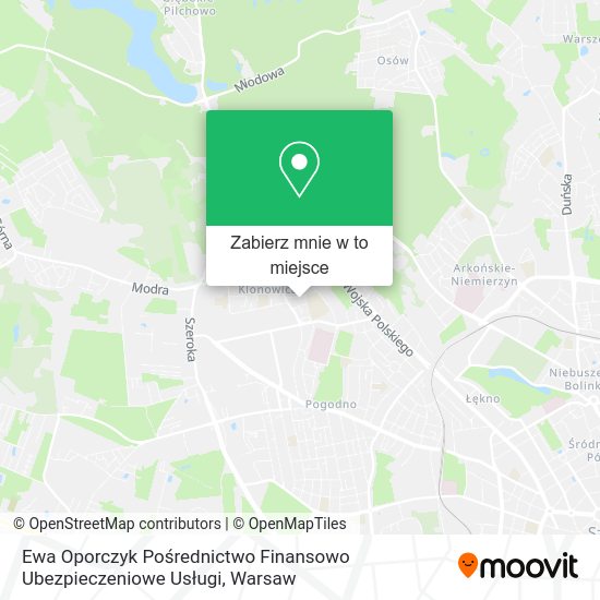 Mapa Ewa Oporczyk Pośrednictwo Finansowo Ubezpieczeniowe Usługi