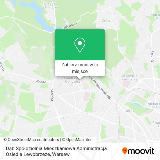 Mapa Dąb Spółdzielnia Mieszkaniowa Administracja Osiedla Lewobrzeże