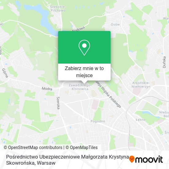 Mapa Pośrednictwo Ubezpieczeniowe Małgorzata Krystyna Skowrońska