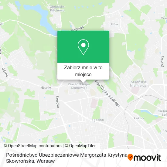 Mapa Pośrednictwo Ubezpieczeniowe Małgorzata Krystyna Skowrońska