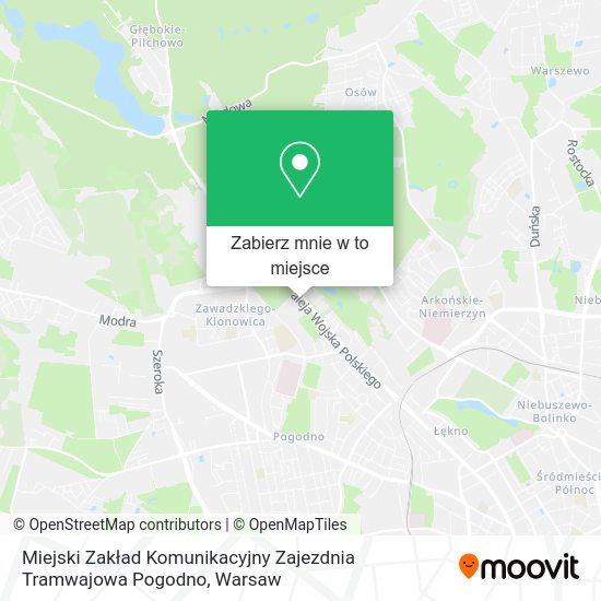 Mapa Miejski Zakład Komunikacyjny Zajezdnia Tramwajowa Pogodno