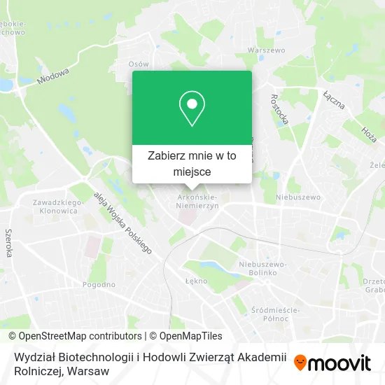 Mapa Wydział Biotechnologii i Hodowli Zwierząt Akademii Rolniczej