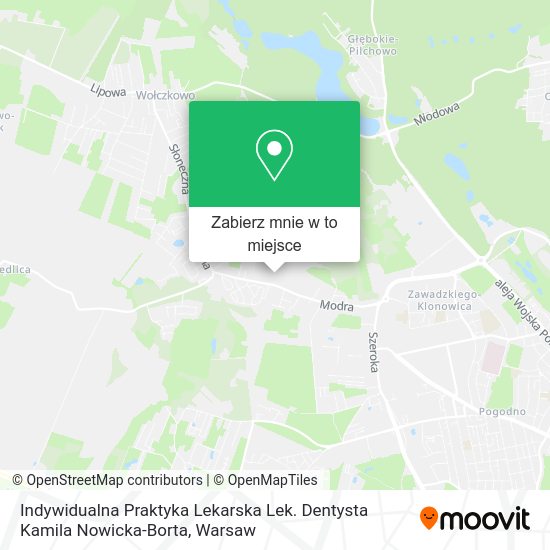 Mapa Indywidualna Praktyka Lekarska Lek. Dentysta Kamila Nowicka-Borta