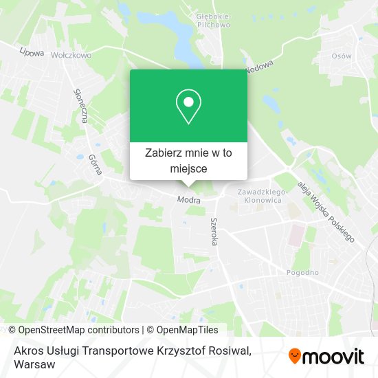 Mapa Akros Usługi Transportowe Krzysztof Rosiwal