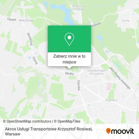 Mapa Akros Usługi Transportowe Krzysztof Rosiwal